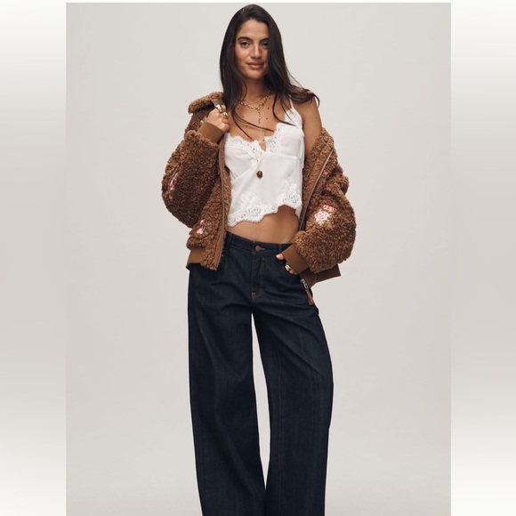 NWT | By Anthropologie Floral
Embroidered Sherpa Bomber Jacket | Size XL - Picture 5 of 5